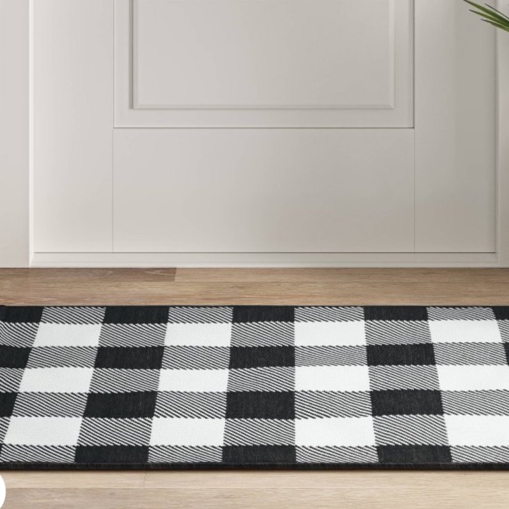 Threshold Plaid Striped Indoor Outdoor Rug Mat NWT